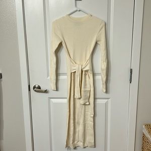 & Other Stories Ribbed Belted Midi Sweater Dress